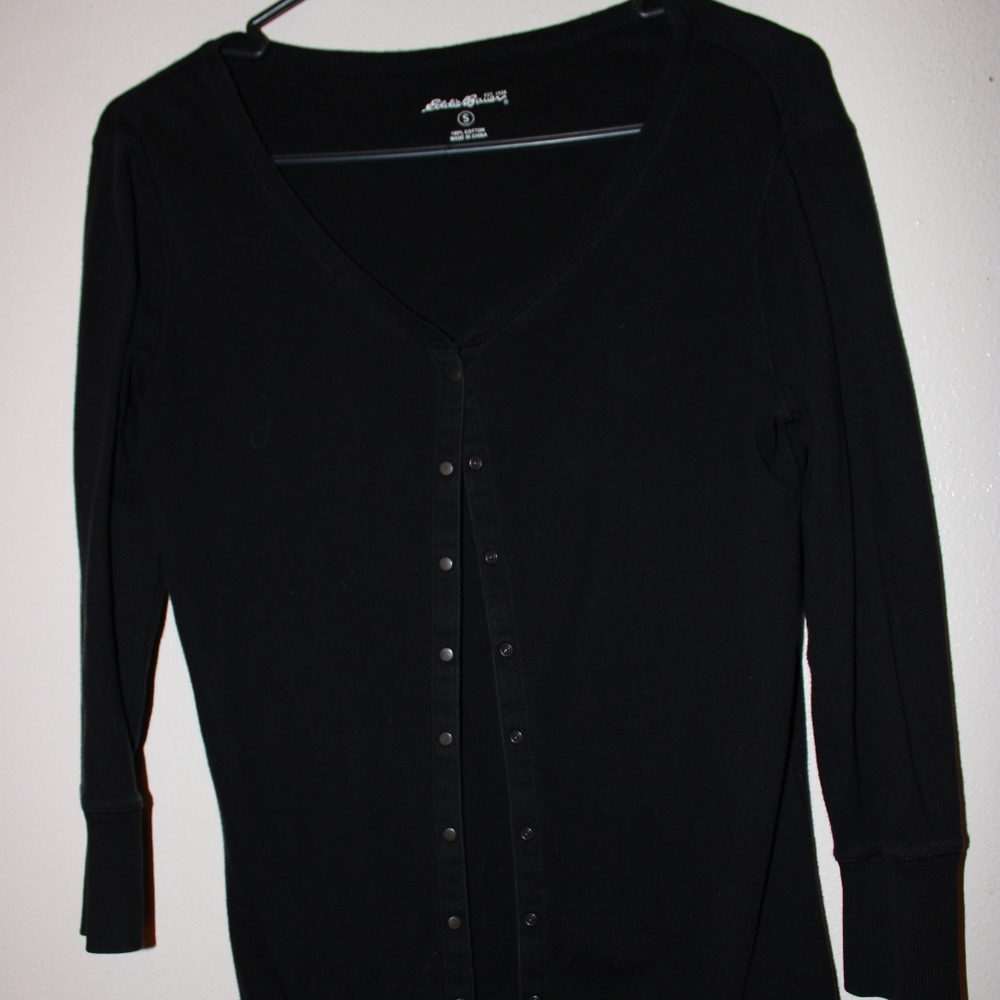 Black button up long sleeve Eddie Bauer shirt